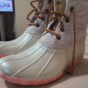 Sperry child pink and pearl water boot